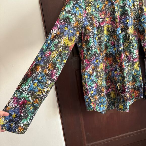 GEORG ROTH Abstract Black printed Shirt with Sequin Collar contrast cuffs Small - Picture 3 of 8